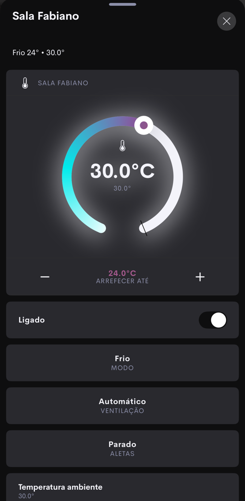 Sensibo page in the Crestron Home app