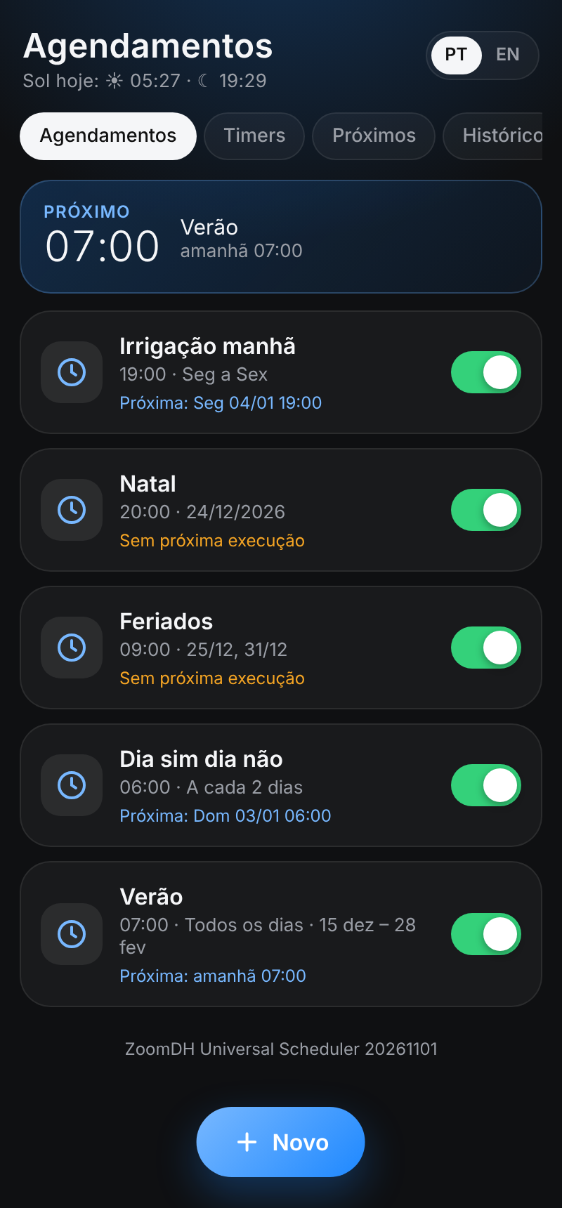 Lista de agendamentos