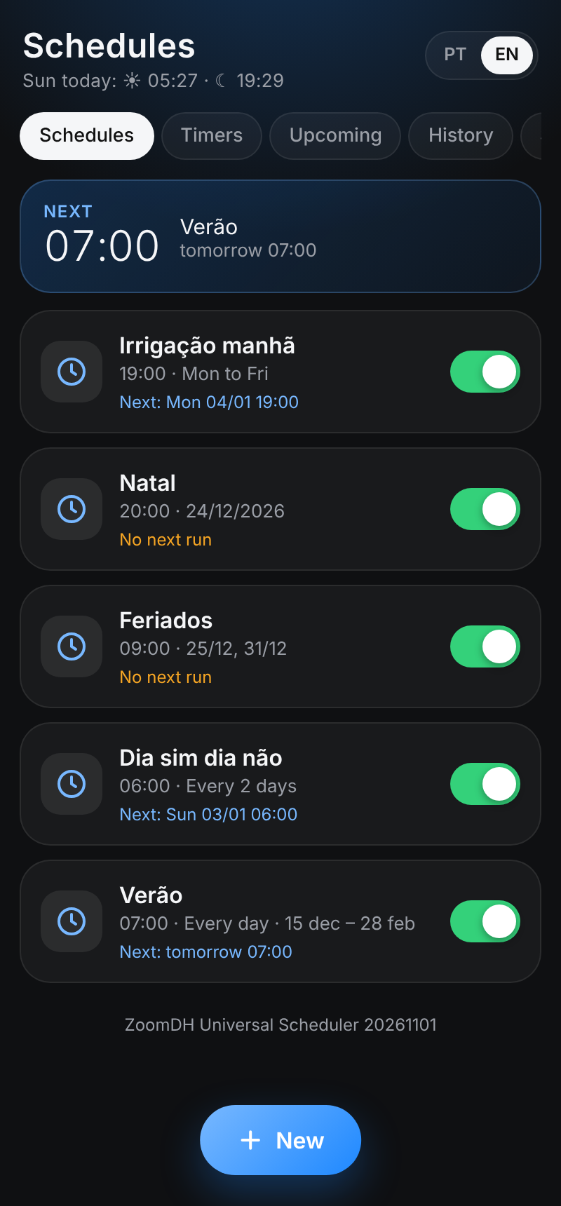 Schedule list